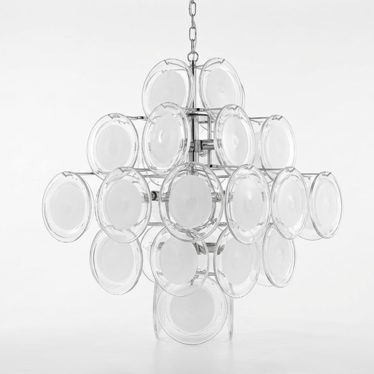 Murano Disc White Glass Chandelier - Vakkerlight