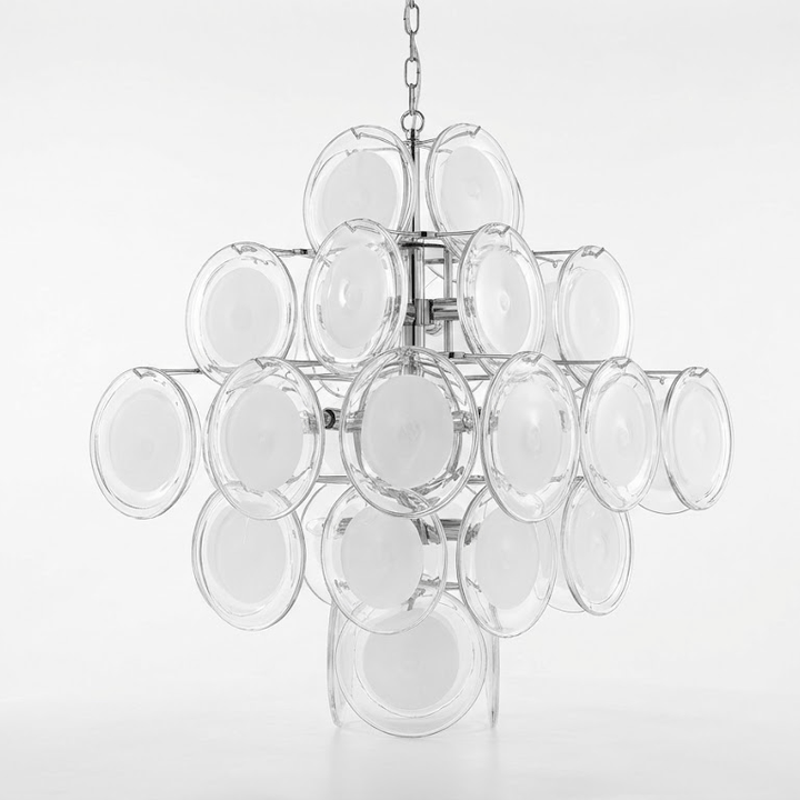 Murano Disc White Glass Chandelier - Vakkerlight