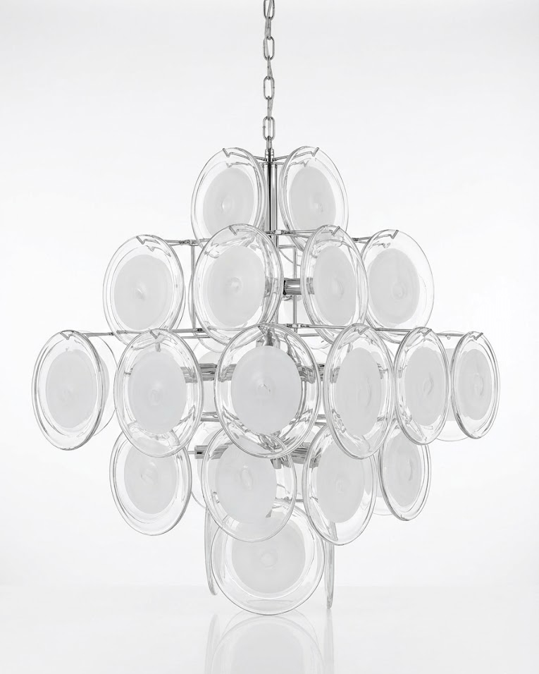 Murano Disc White Glass Chandelier - Vakkerlight