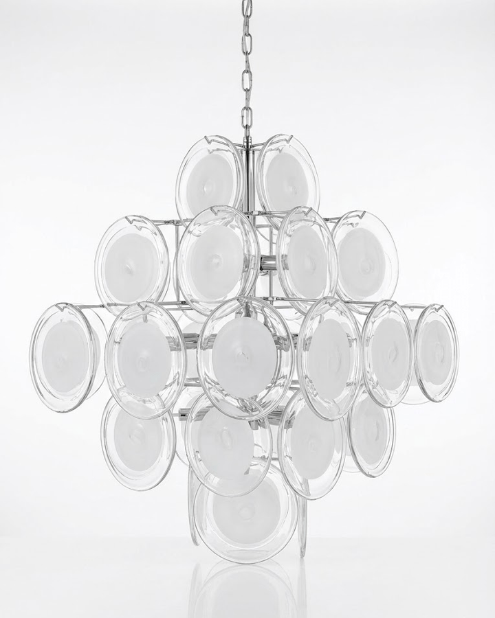 Murano Disc White Glass Chandelier - Vakkerlight