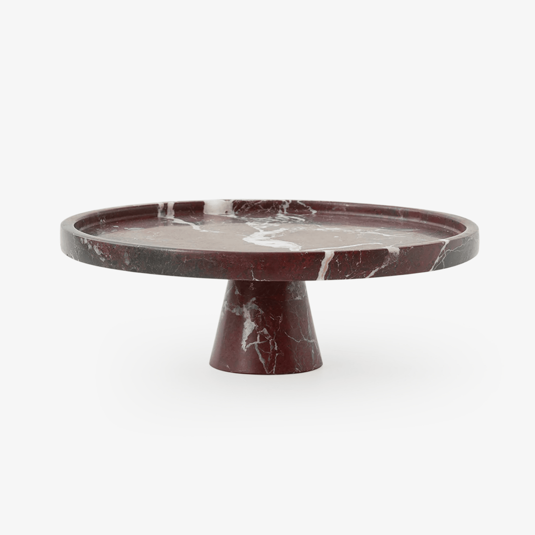 Crimson Marquina Marble Pedestal Tray - Vakkerlight