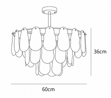 Lampadario Round Cloud in Vetro — Dimension drawings 1