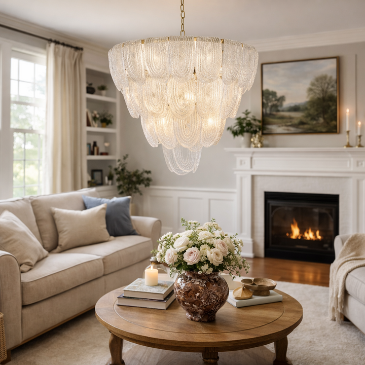 Layered Glass Petal Chandelier