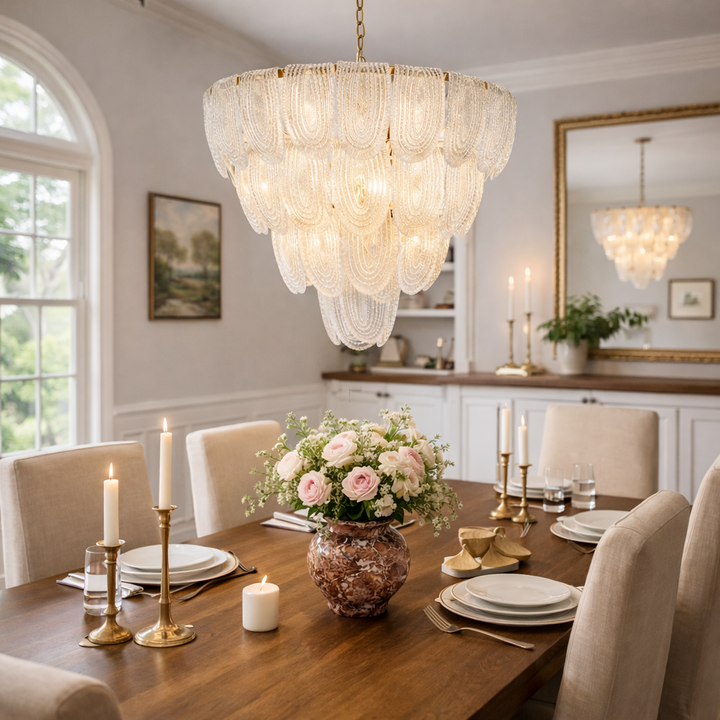 Layered Glass Petal Chandelier