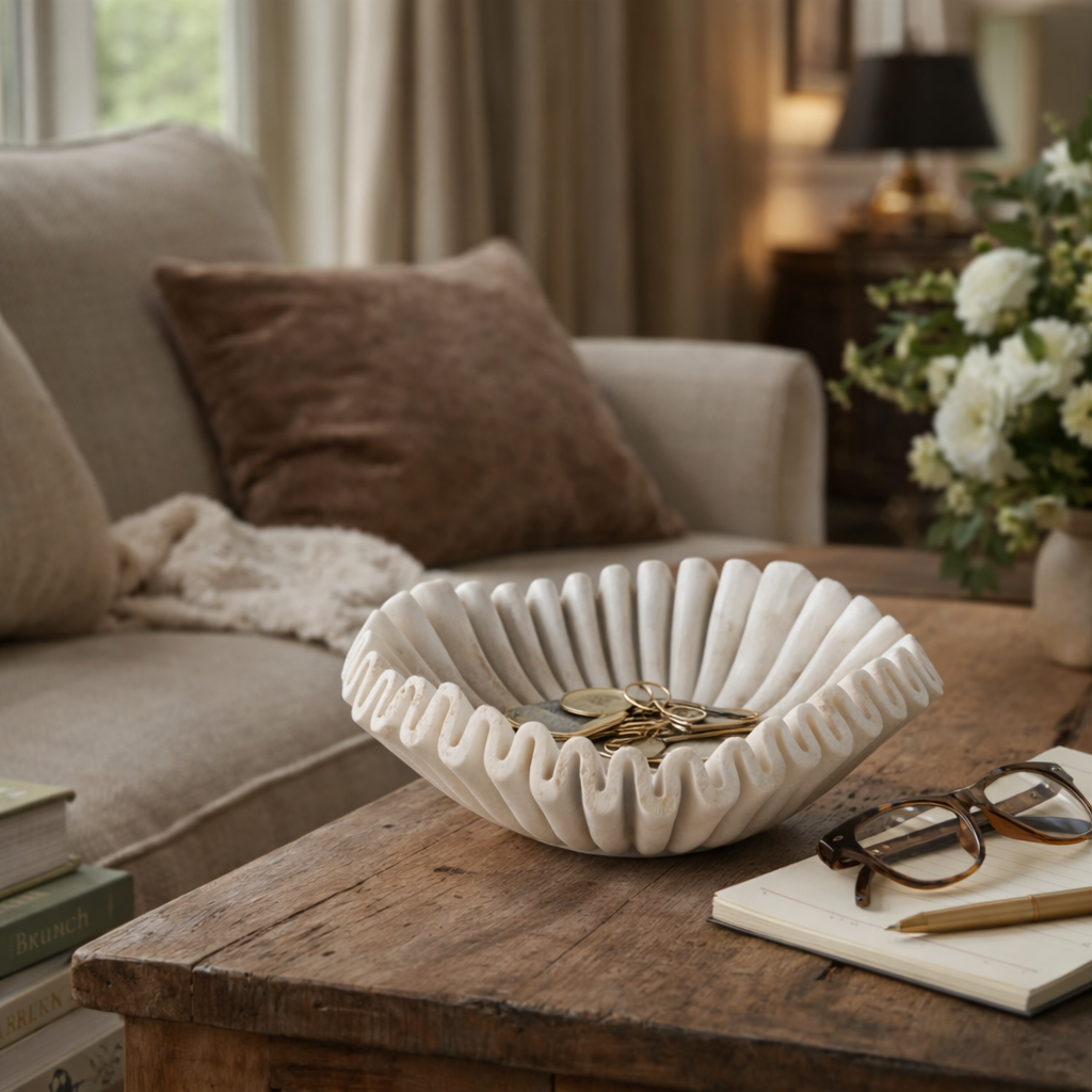 Flute Fold Stone Vessel Storage Tray