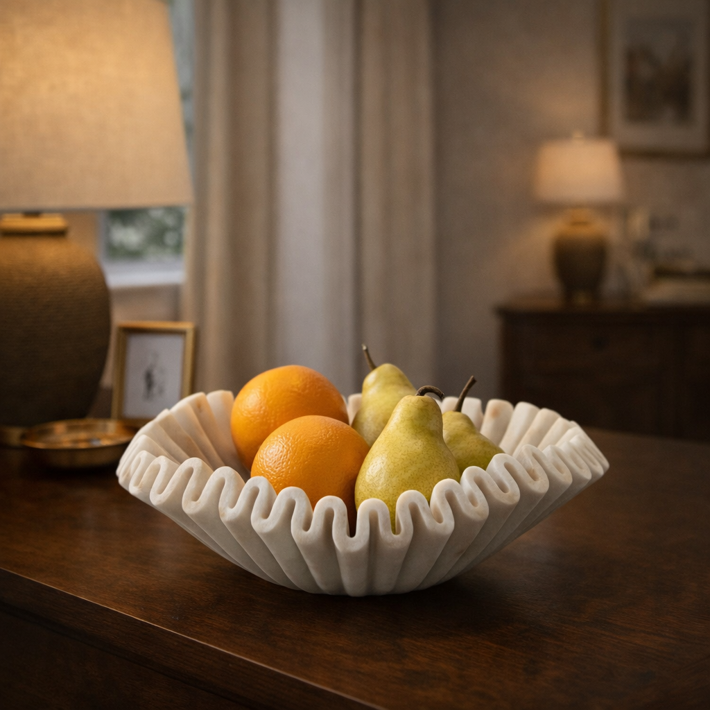 Flute Fold Stone Vessel Storage Tray