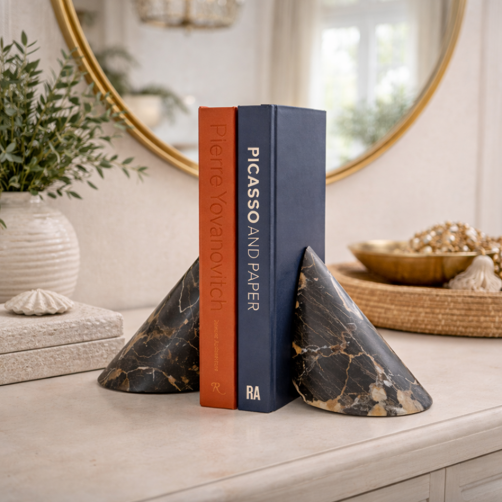 Sculpted Marble Bookends