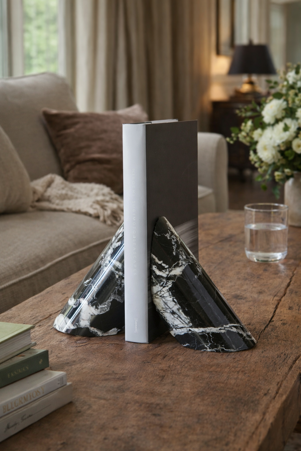 Sculpted Marble Bookends
