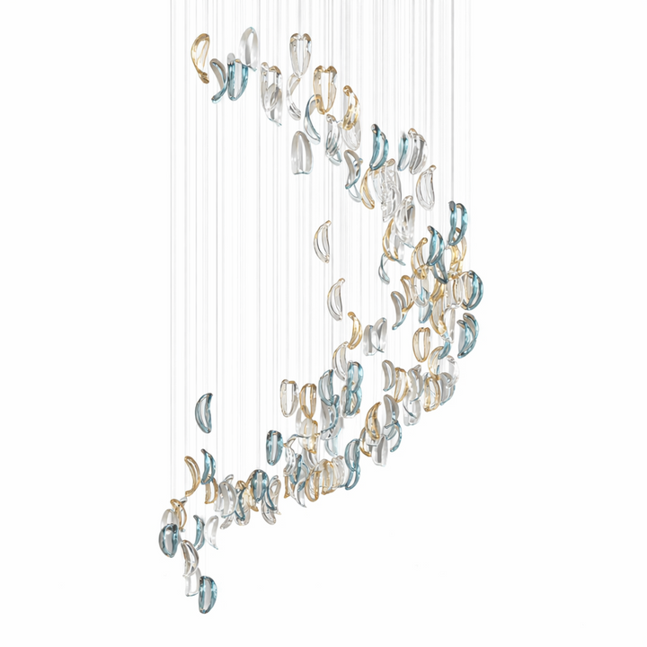 Aqua Ripple Glass Art Customize Chandelier
