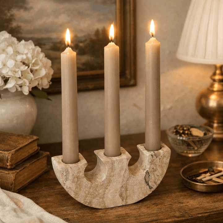 Rowan Yellow Travertine Candle Holder - Vakkerlight