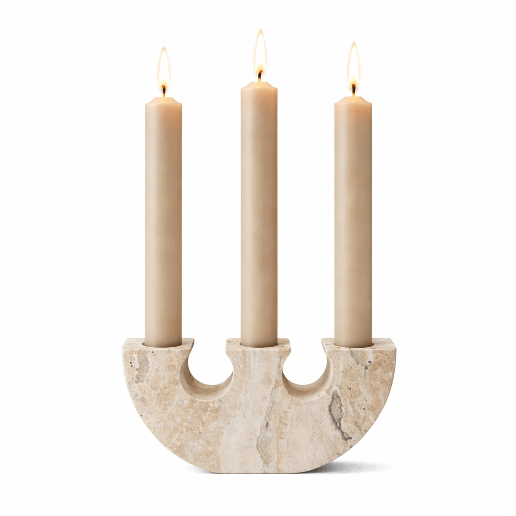 Rowan Yellow Travertine Candle Holder - Vakkerlight