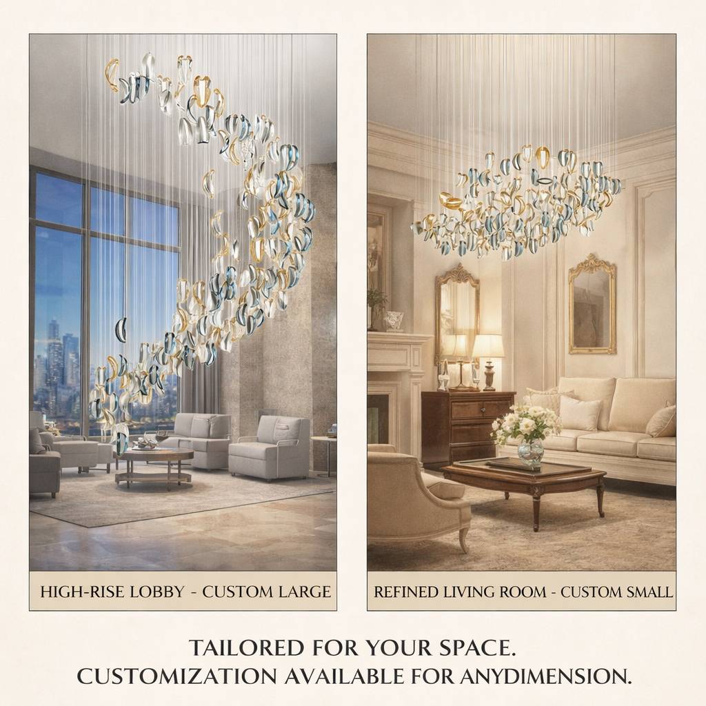 Aqua Ripple Glass Art Customize Chandelier