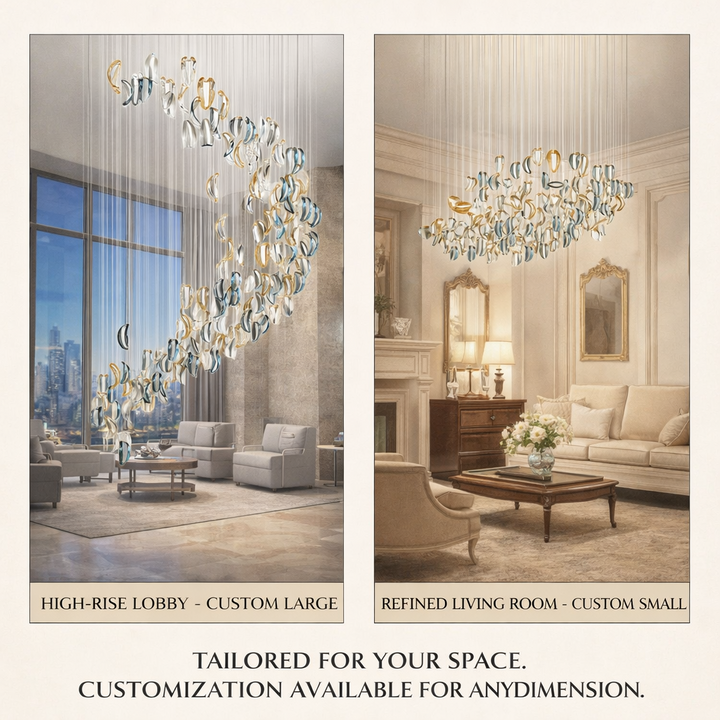 Aqua Ripple Glass Art Customize Chandelier