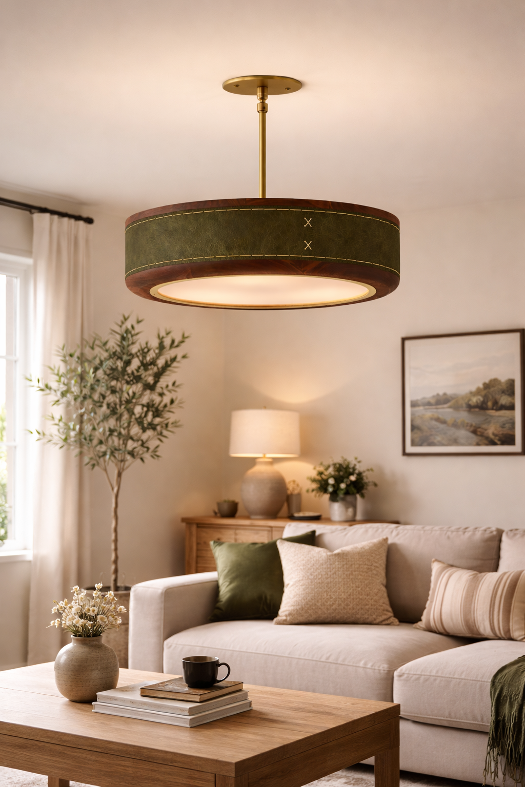 Crafted Leather Ceiling Light