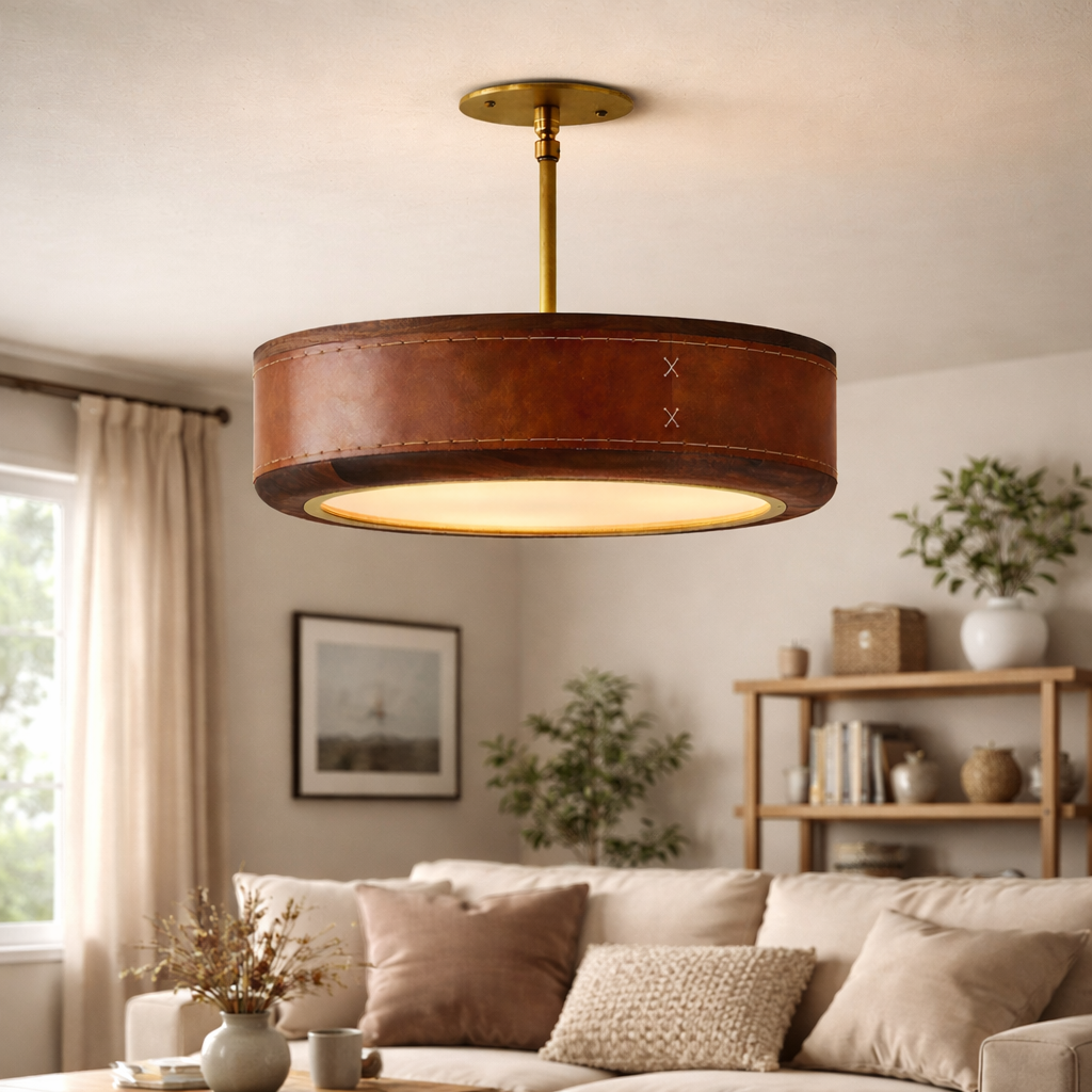 Crafted Leather Ceiling Light