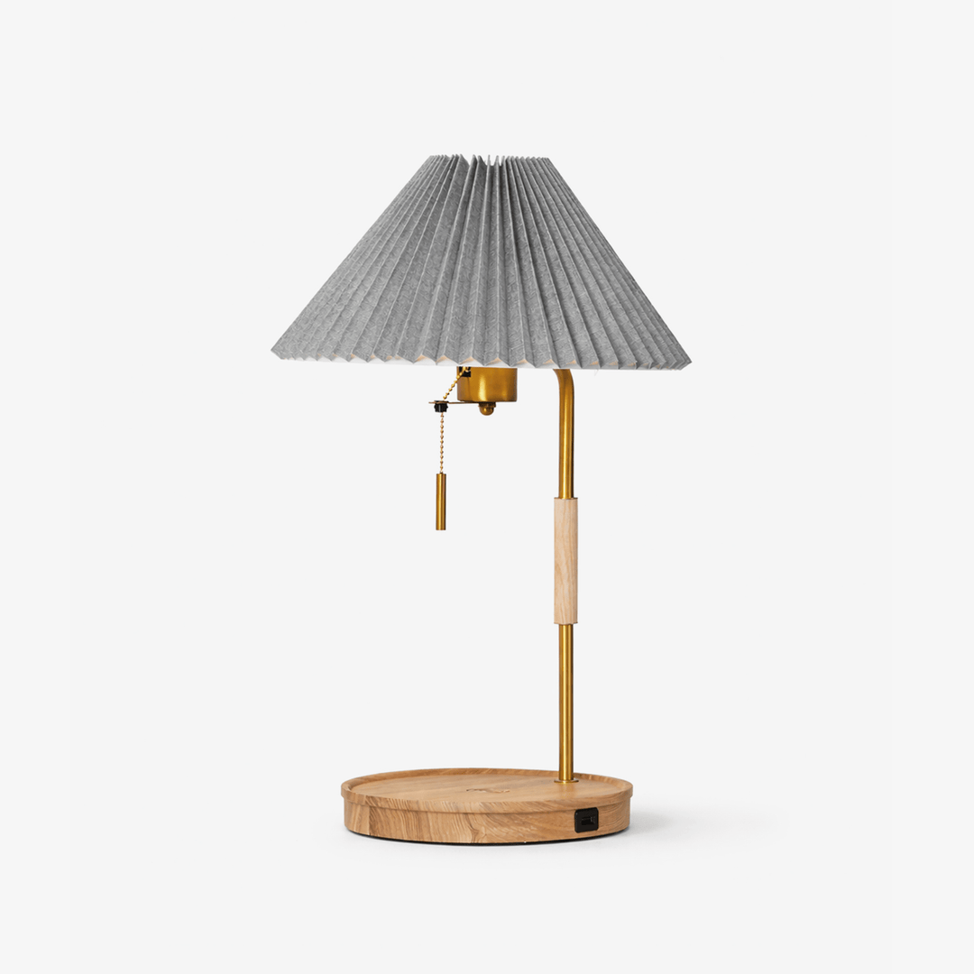 Pleated Retro Wooden Table Lamp - Vakkerlight