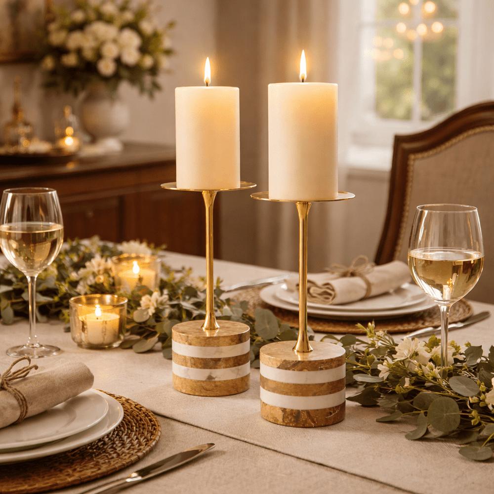 Strata Rise Marble Candle Holder - Vakkerlight