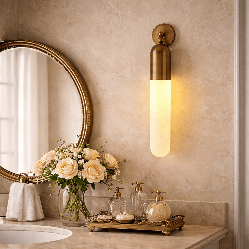 Alabaster Sculpted Tube Wall Sconce - Vakkerlight