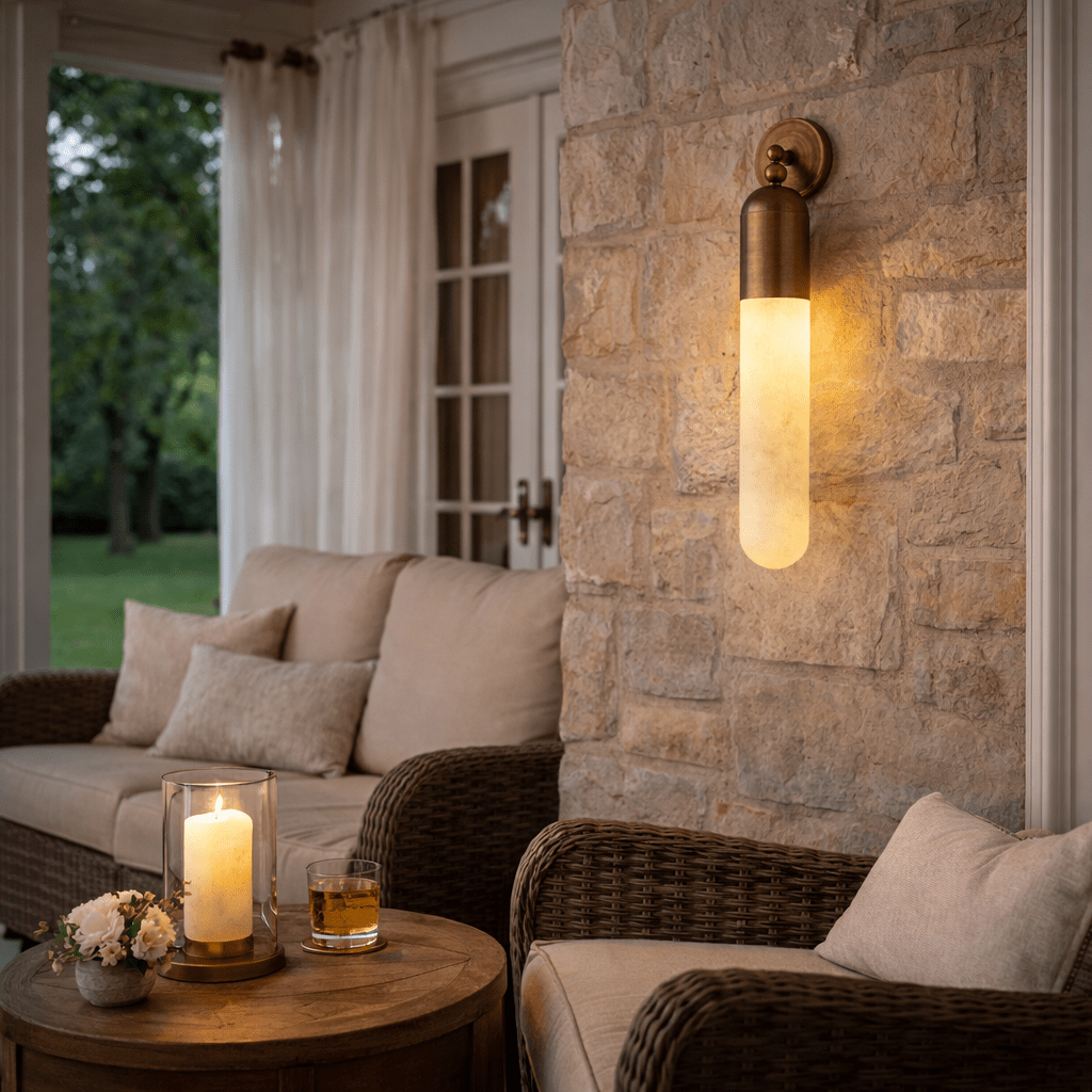 Alabaster Sculpted Tube Wall Sconce - Vakkerlight