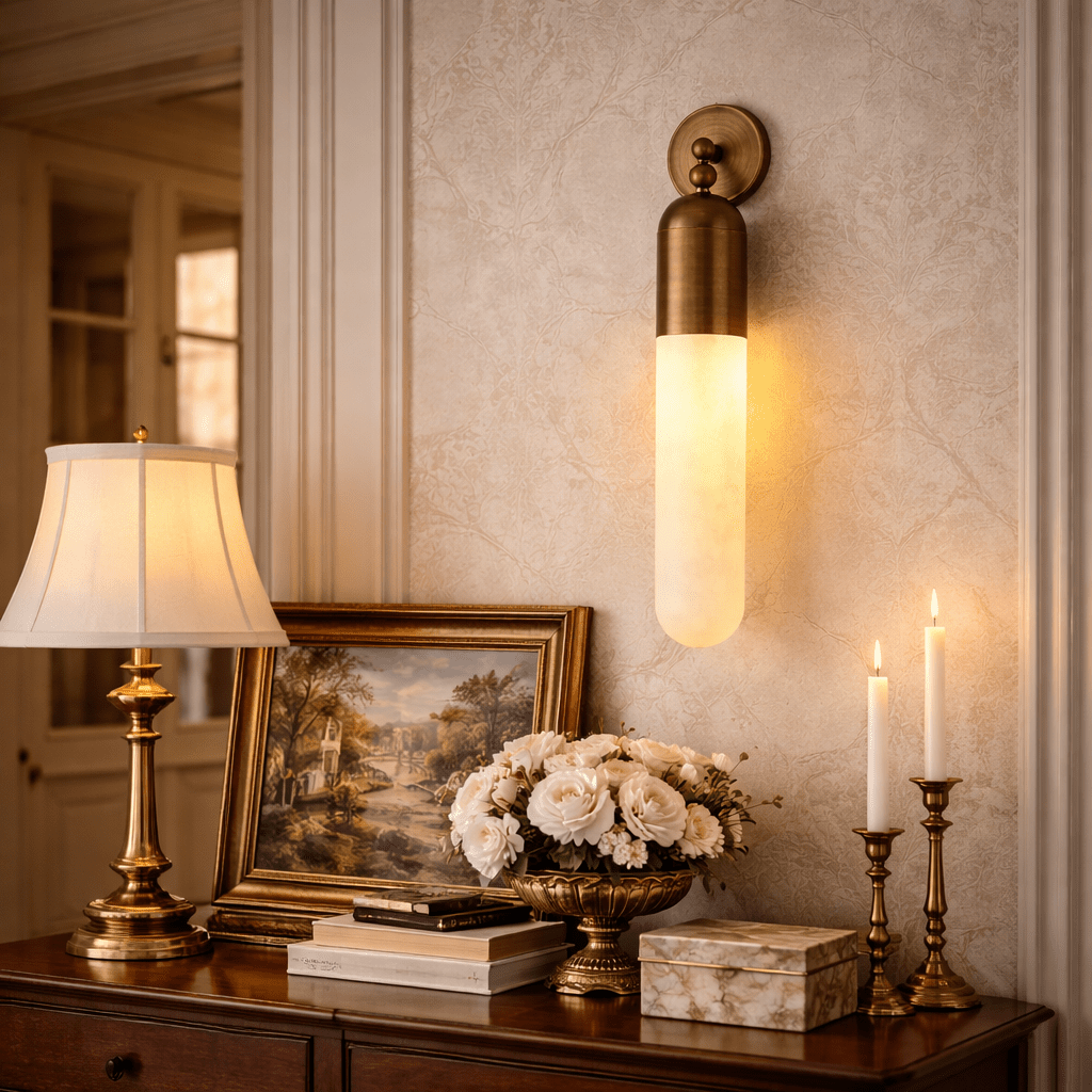 Alabaster Sculpted Tube Wall Sconce - Vakkerlight