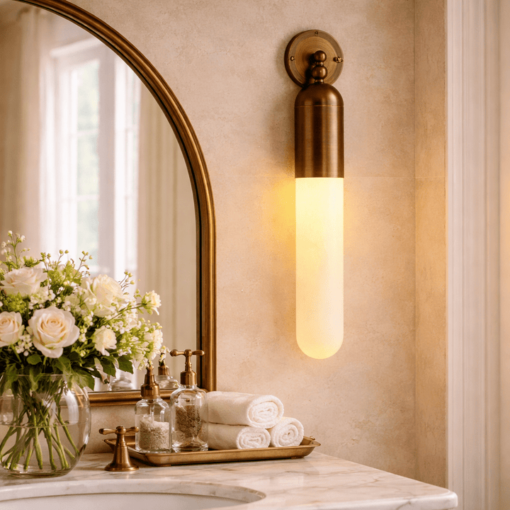Alabaster Sculpted Tube Wall Sconce - Vakkerlight