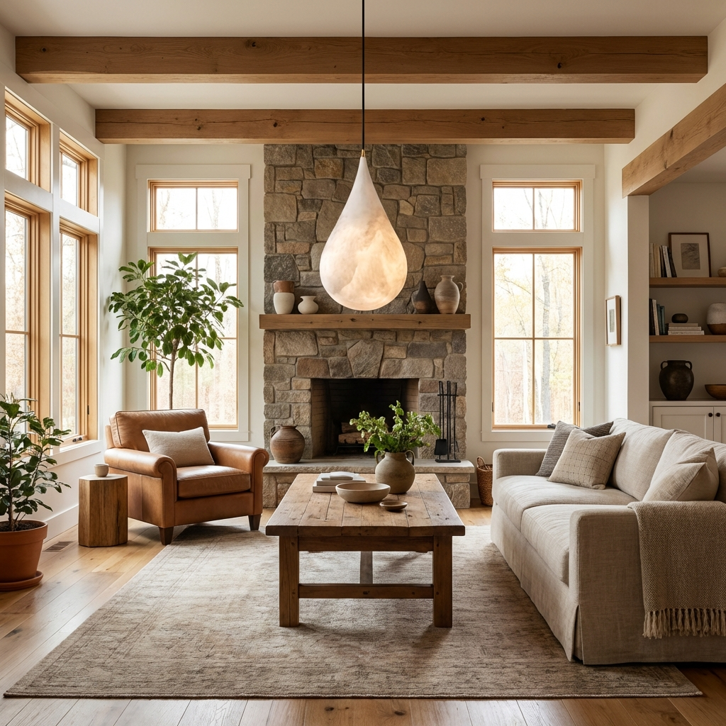 Alabaster Raindrop Pendant Light