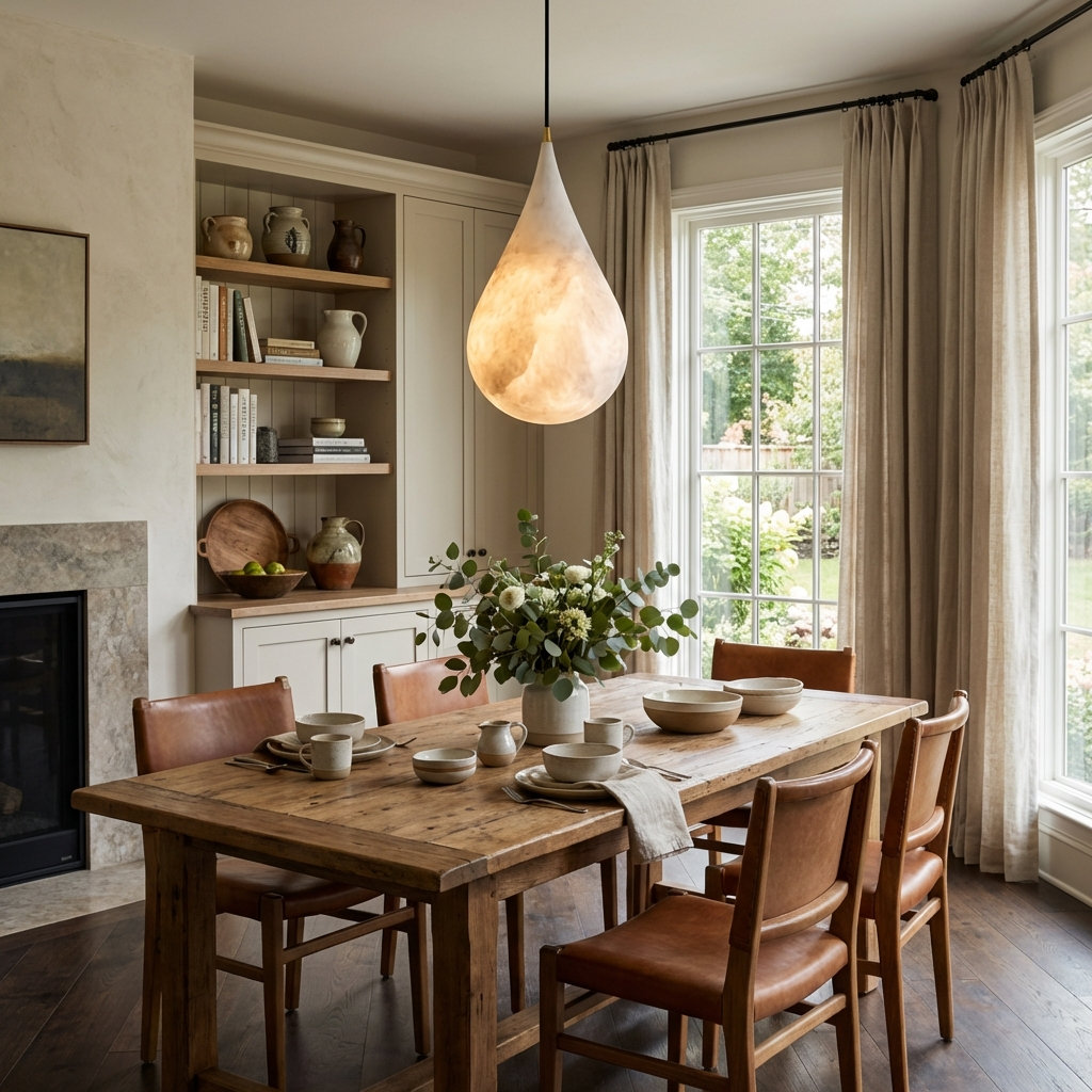 Alabaster Raindrop Pendant Light