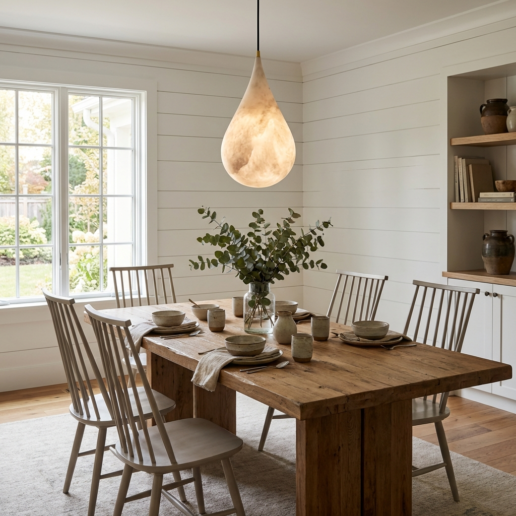 Alabaster Raindrop Pendant Light