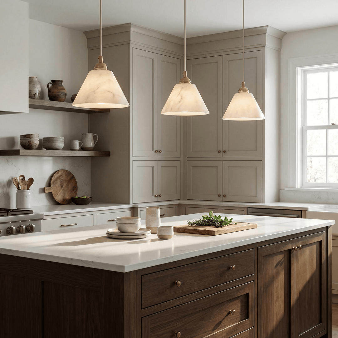 Conical Alabaster Brass Pendant Lamp - Vakkerlight