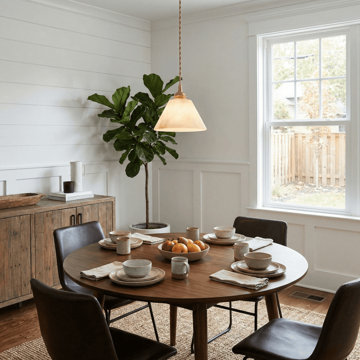 Conical Alabaster Brass Pendant Lamp - Vakkerlight