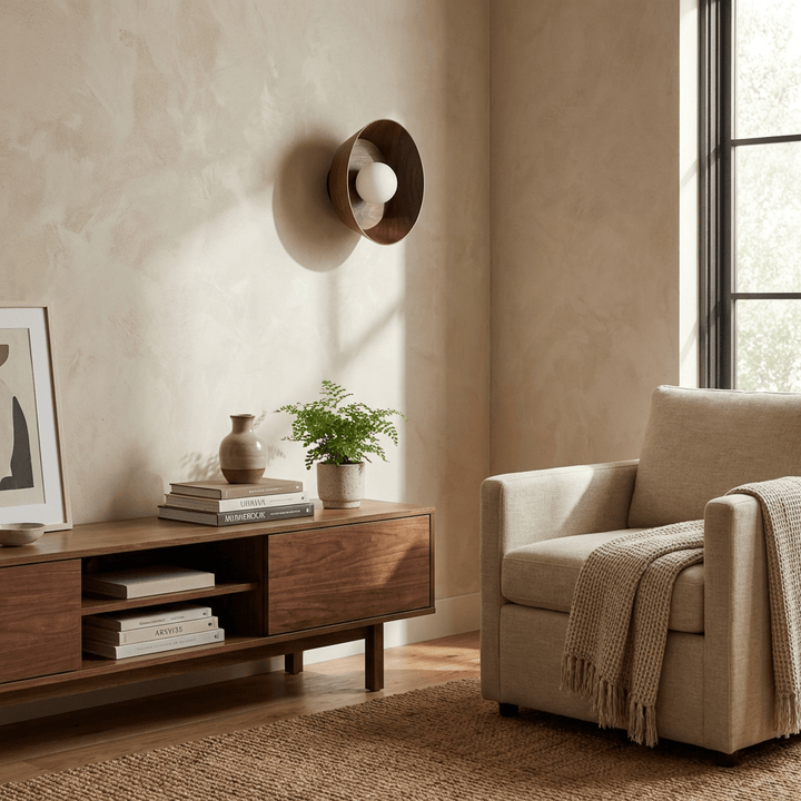 Vireo Wood Disc Wall Light - Vakkerlight