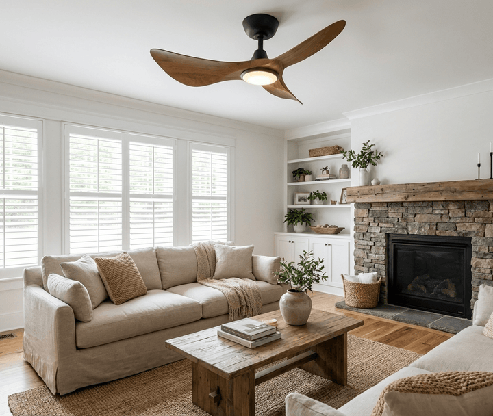 Volant Sculpted Wood Ceiling Fan Light - Vakkerlight