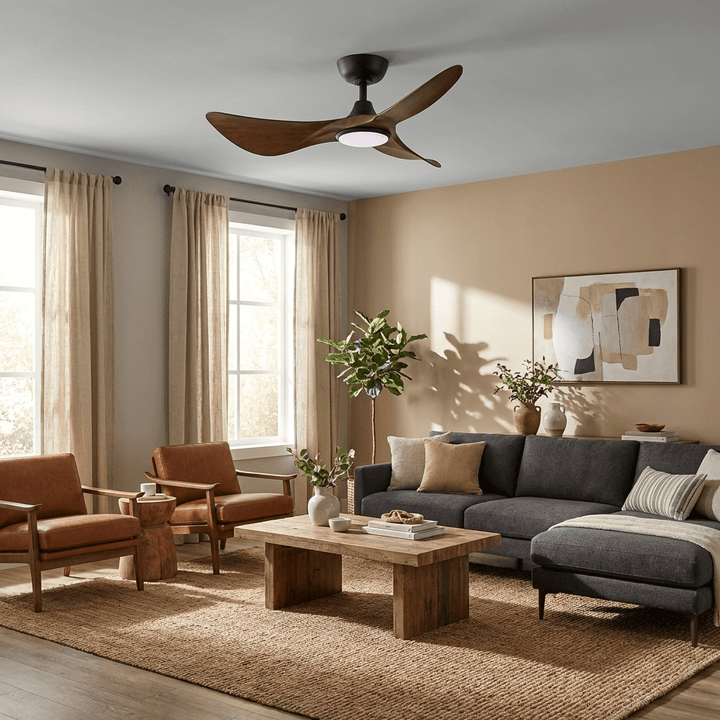 Volant Sculpted Wood Ceiling Fan Light - Vakkerlight