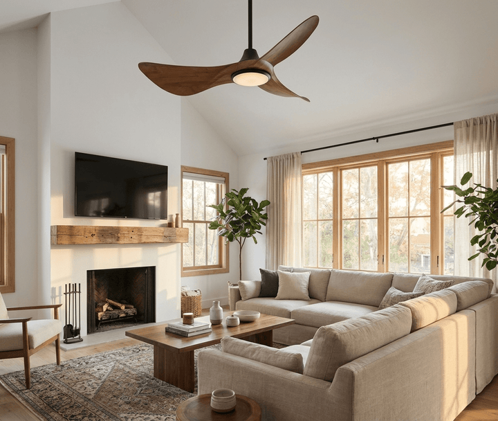 Volant Sculpted Wood Ceiling Fan Light - Vakkerlight