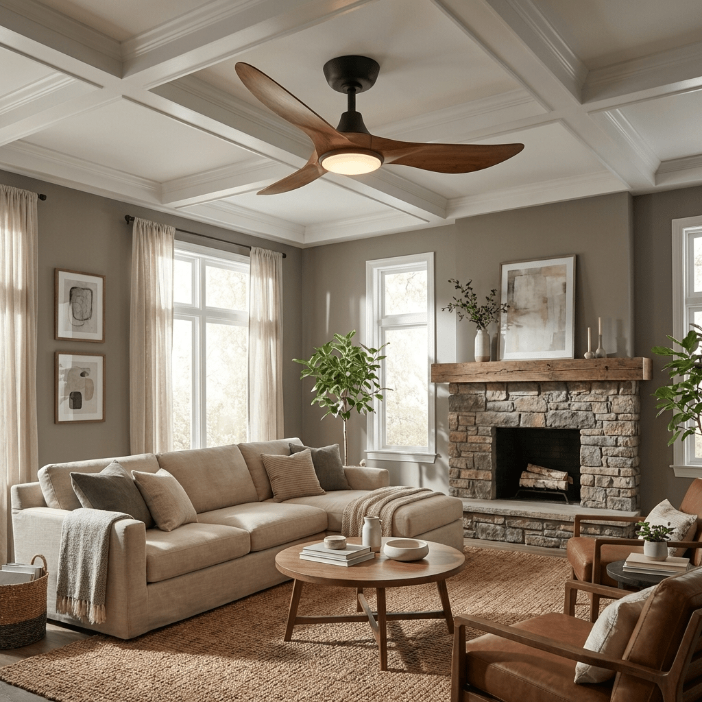 Volant Sculpted Wood Ceiling Fan Light - Vakkerlight