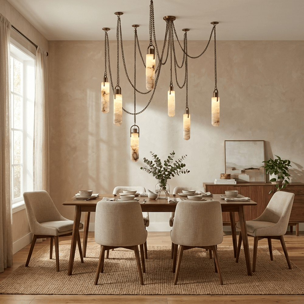 Cylindrical Cluster Alabaster Chandelier - Vakkerlight