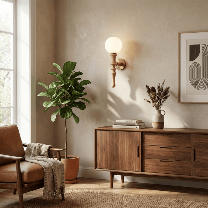 Thalor Wood Globe Wall Lamp - Vakkerlight