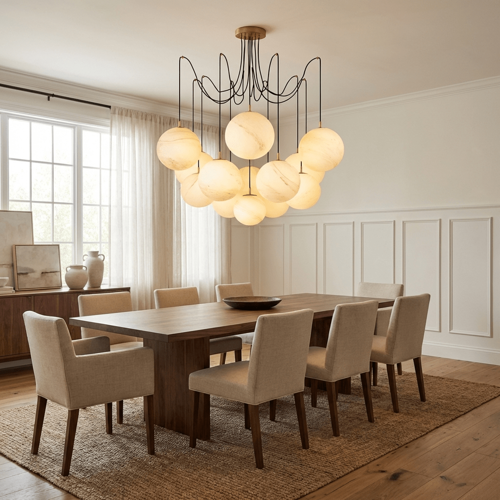 Celestara Alabaster Orb Chandelier - Vakkerlight