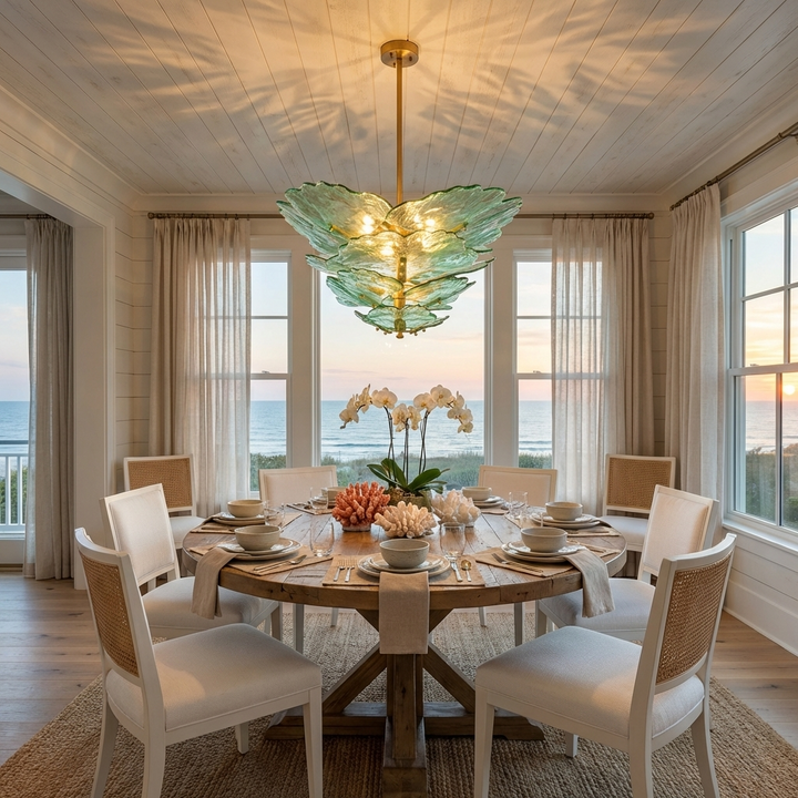 Verdant Petal Glass Chandelier