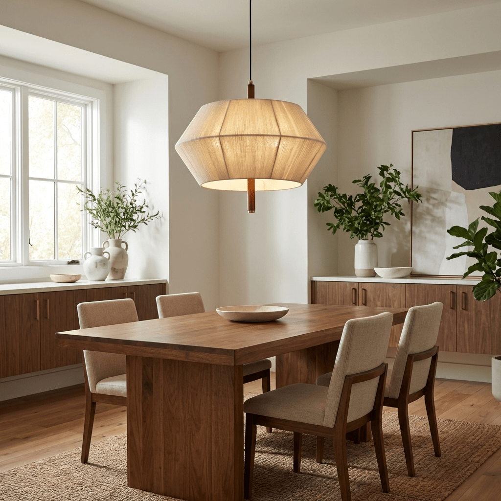 Soren Linen Geometric Pendant Lamp - Vakkerlight