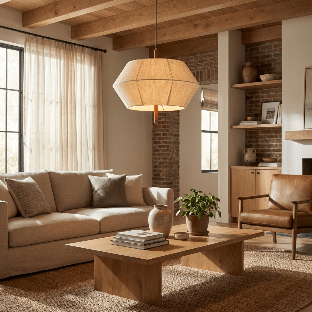 Soren Linen Geometric Pendant Lamp - Vakkerlight