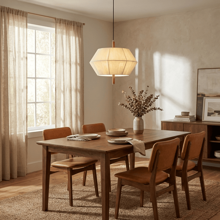 Soren Linen Geometric Pendant Lamp - Vakkerlight