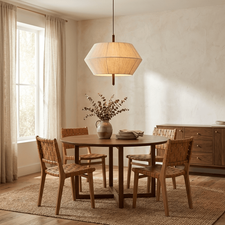 Soren Linen Geometric Pendant Lamp - Vakkerlight