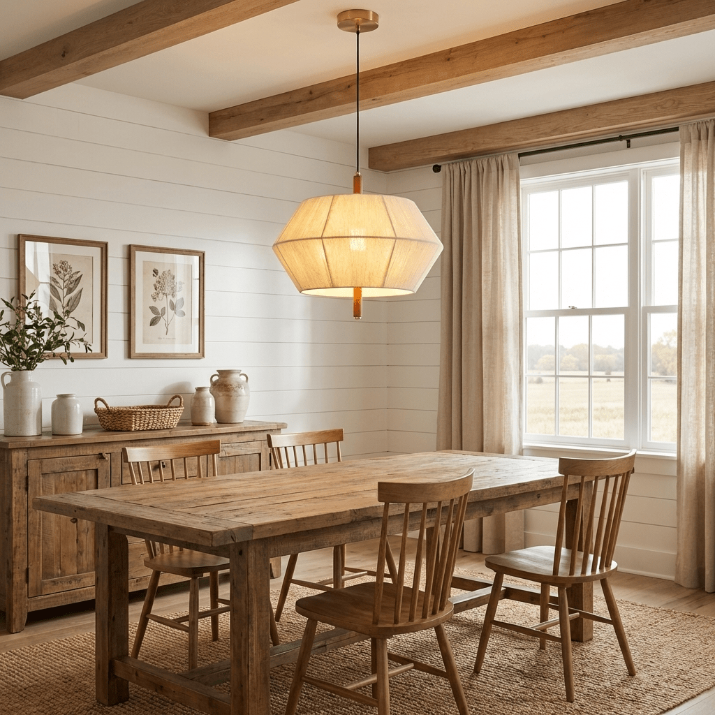 Soren Linen Geometric Pendant Lamp - Vakkerlight