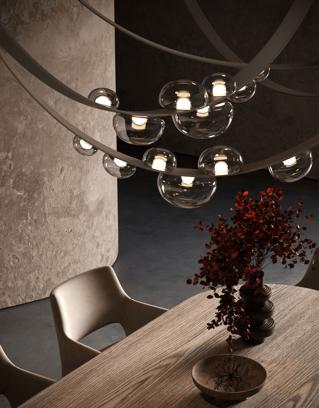 Orvyn Leather Arc Chandelier - Vakkerlight