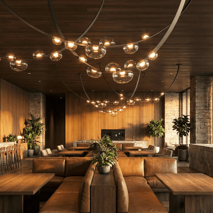 Orvyn Leather Arc Chandelier - Vakkerlight