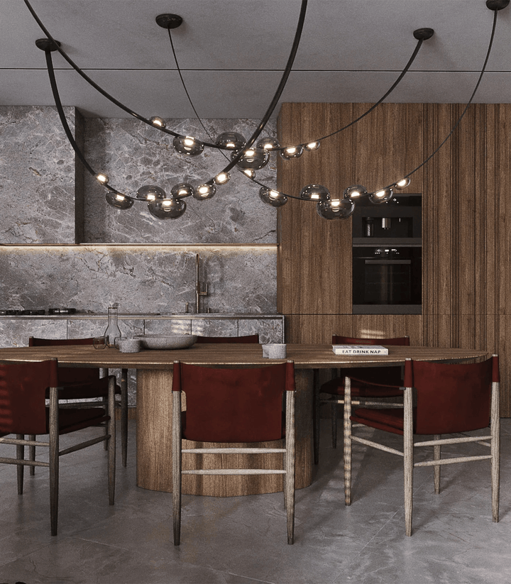 Orvyn Leather Arc Chandelier - Vakkerlight