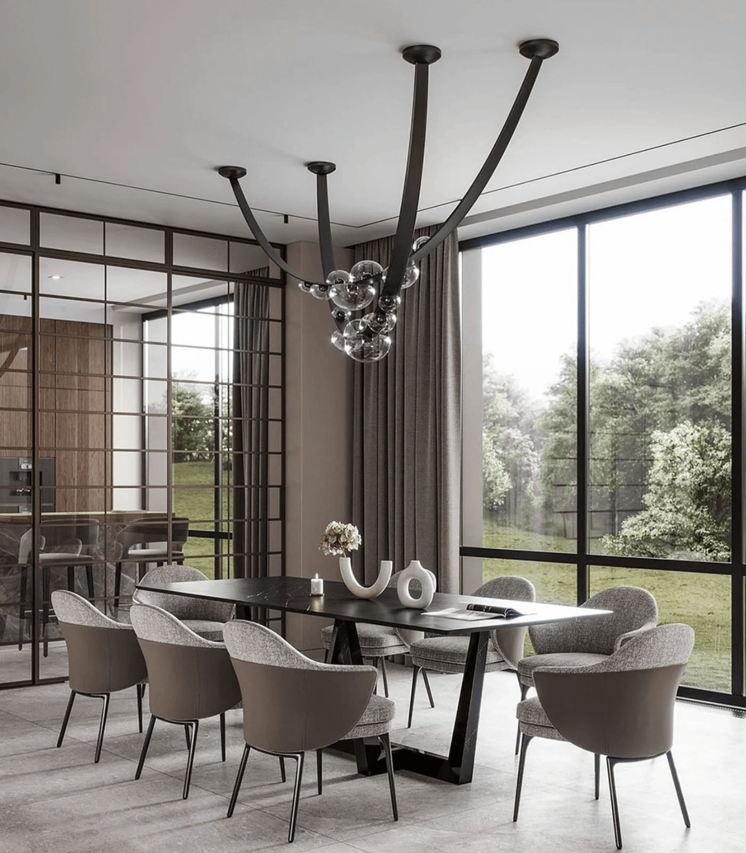 Orvyn Leather Arc Chandelier - Vakkerlight