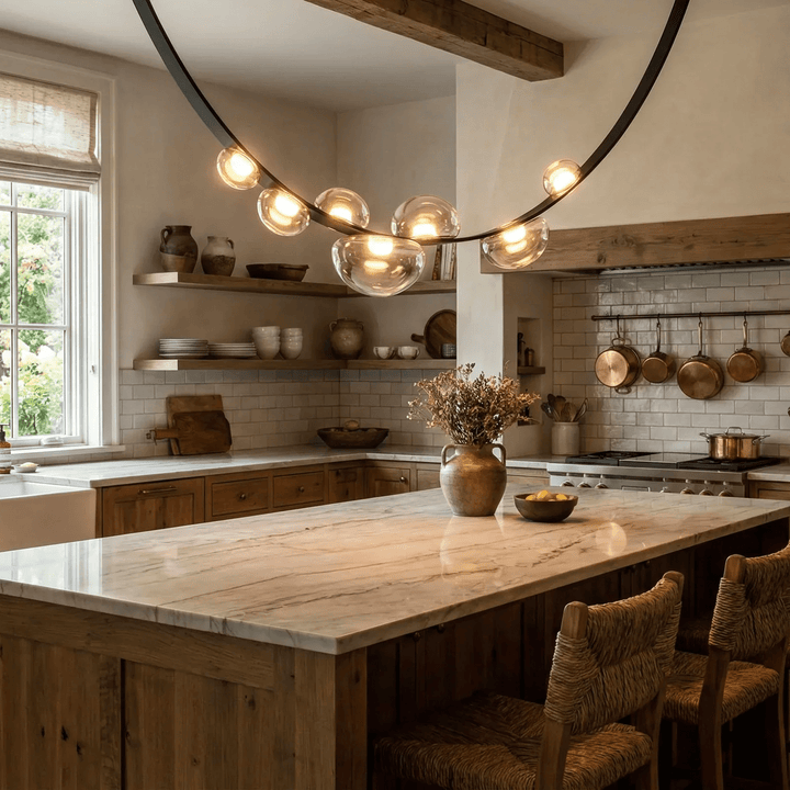 Orvyn Leather Arc Chandelier - Vakkerlight