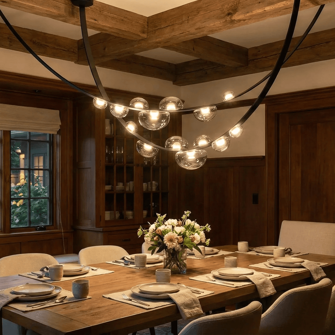 Orvyn Leather Arc Chandelier - Vakkerlight